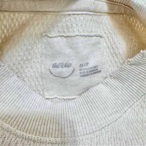 Aerie Waffle Crew Neck Oversized Sweatshirt Sweater Size XSMALL - Picture 3 of 9